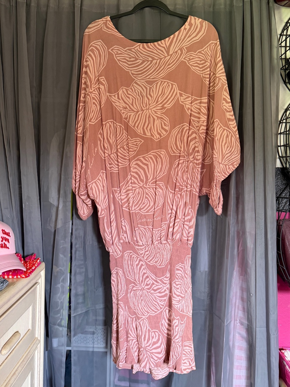 Pink Antherium Living Hula Dress